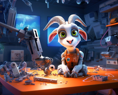 Goat Robotics engineer designing advanced robotsの素材