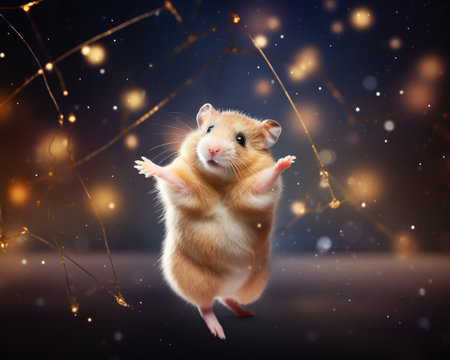 Hamster Celestial acrobat dancing among the starsの素材
