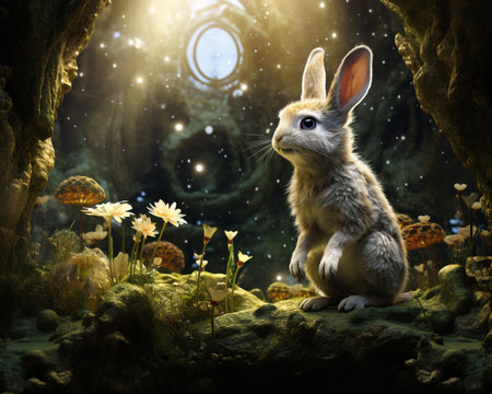 Rabbit Exo-botanist exploring alien plant consciousnessの素材