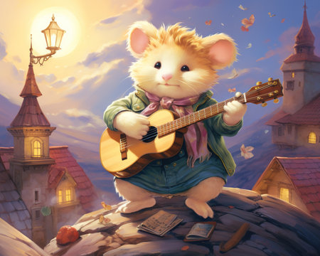 Hamster Musician composing a heartfelt balladの素材