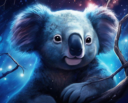 Koala Astral cartographer mapping celestial wondersの素材