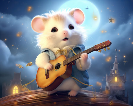 Hamster Musician composing a heartfelt balladの素材