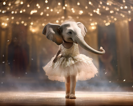 Elephant Ballet dancer rehearsing for a major performanceの素材