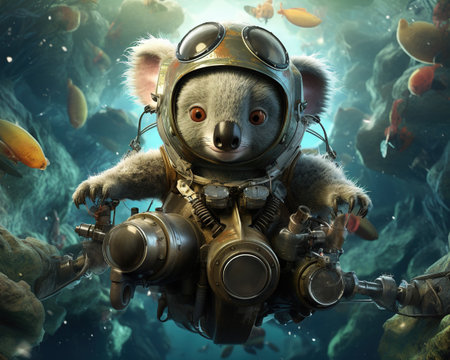 Koala Submarine pilot exploring the deep oceanの素材