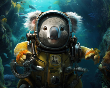 Koala Submarine pilot exploring the deep oceanの素材
