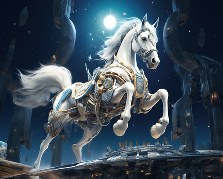 Horse Aerospace engineer designing spacecraftの素材