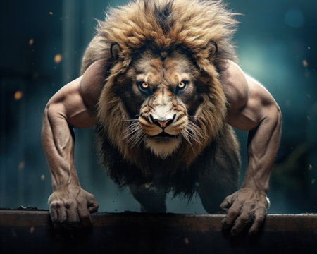 Lion Personal trainer motivating fitness journeysの素材