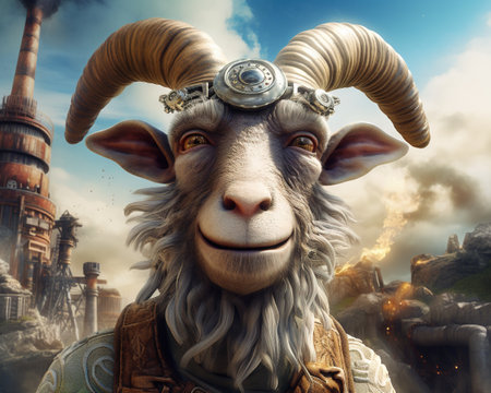 Goat Geothermal engineer tapping into Earth's heatの素材