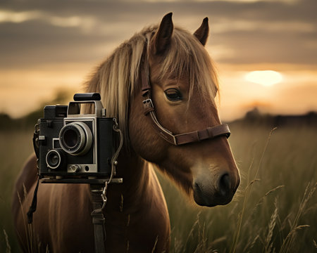 Horse Wildlife photographer capturing rare speciesの素材