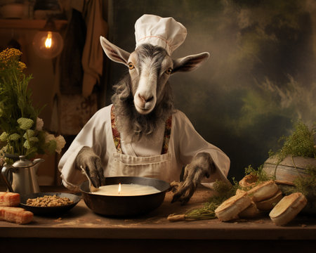 Goat Chef preparing a farm-to-table feastの素材