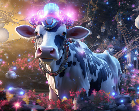 Cow Quantum engineer harnessing quantum computingの素材