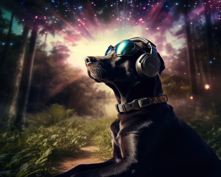 Dog Virtual reality therapist using VR for exposure therapyの素材