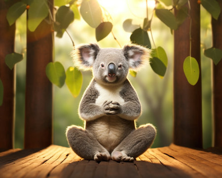 Koala Yoga instructor leading a peaceful classの素材