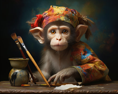 Monkey Art conservator preserving cultural heritageの素材