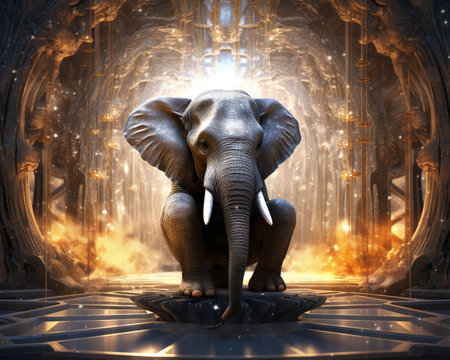 Elephant Quantum philosopher pondering the nature of realityの素材