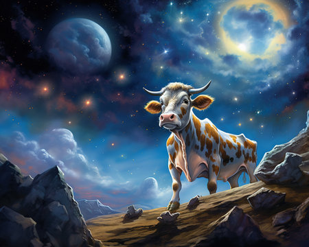 Cow Celestial geologist exploring asteroids and cometsの素材