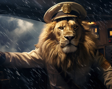 Lion Airline pilot navigating through a stormの素材