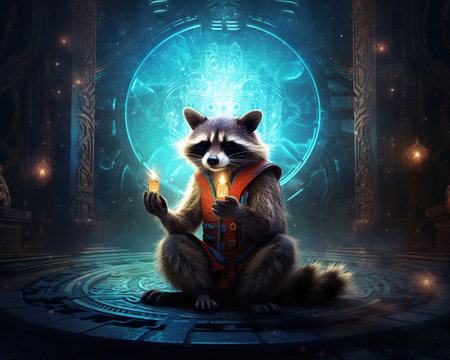 raccoon Quantum mystic exploring the secrets of the cosmosの素材