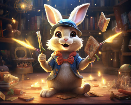 Rabbit Public relations specialist managing imageの素材