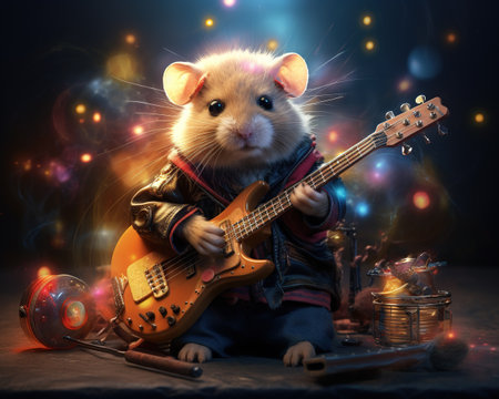 Quantum,musician,composing,songs,resonate,vibrations,multiverse,composition,harmonious,exploration,alternate,realities,parallel,dimensions,animal,pet,occupation,Hamster,dream,animal,background,imagine,ai,generative,beautiful,funny,majestic,fantasyの素材