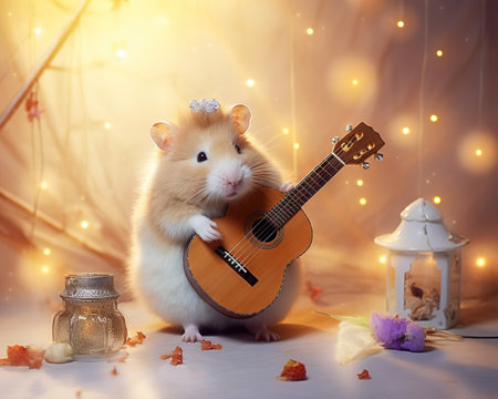 Hamster Music therapist using melodies for healingの素材