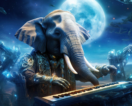 Elephant Cosmic composer creating symphonies of the cosmosの素材