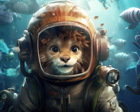 Lion Submarine pilot exploring the deep oceanの素材