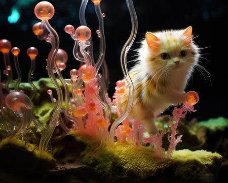 Cat Microbial sculptor crafting living microcosmsの素材