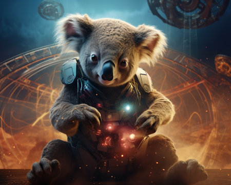 Koala Futurist envisioning the world in 100 yearsの素材