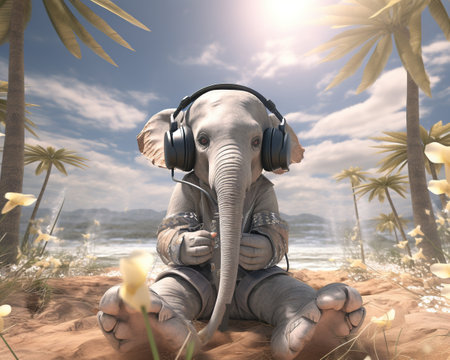 Elephant Virtual reality therapist using VR for mental healthの素材