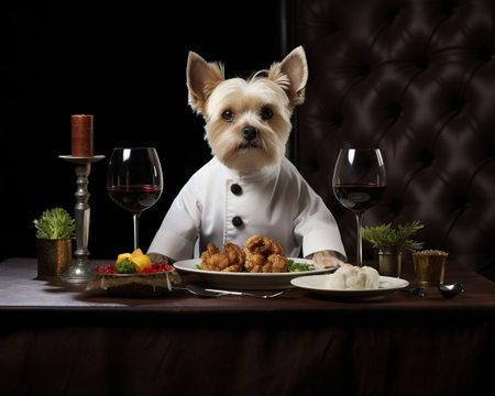 Dog Chef presenting an exquisite tasting menuの素材