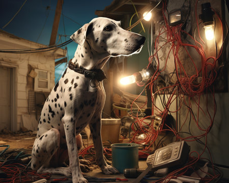 Dog Electrician wiring and powering homes and buildingsの素材
