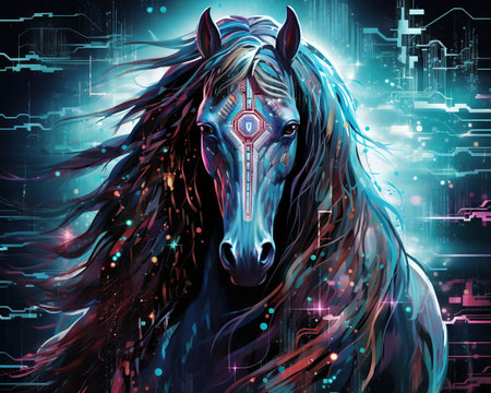 Horse Cyberspace detective tracking digital anomaliesの素材