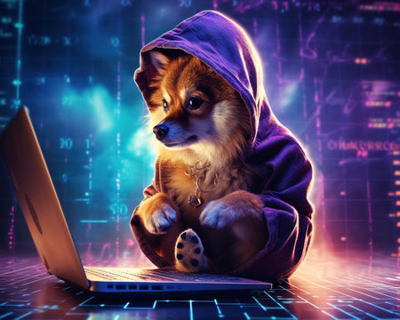 Dog Ethical hacker safeguarding digital securityの素材