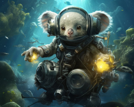 Koala Marine biologist studying deep-sea creaturesの素材