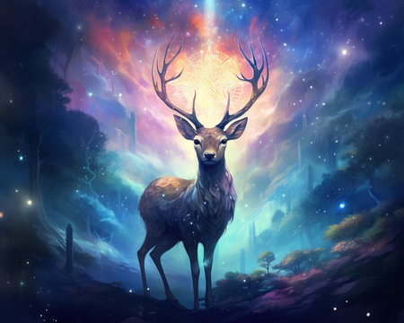 Deer Cosmic muse inspiring artistic creationsの素材