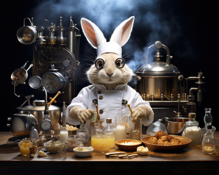 Rabbit Molecular chef creating gastronomic wondersの素材