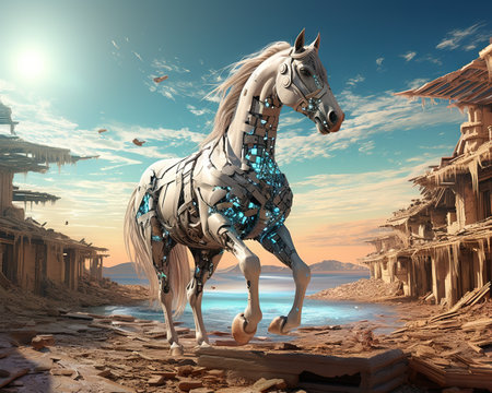 Horse Virtual reality historian documenting digital erasの素材