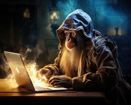 Monkey Ethical hacker safeguarding digital securityの素材