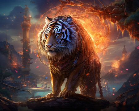 Tiger Game developer crafting an immersive worldの素材