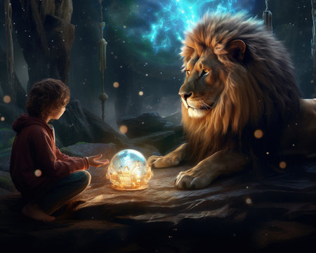 Lion Celestial archaeologist uncovering ancient cosmic relicsの素材