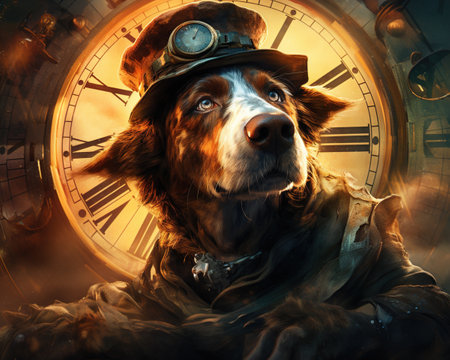 Dog Time traveler exploring alternate historiesの素材