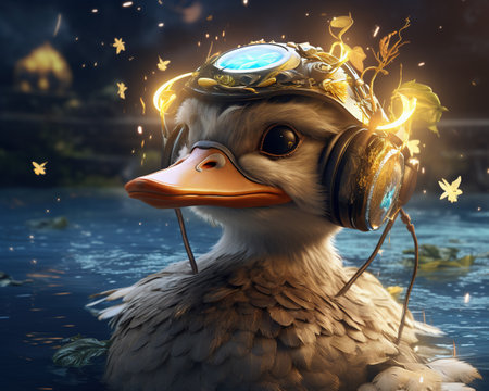 Duck Virtual reality artist creating immersive worldsの素材