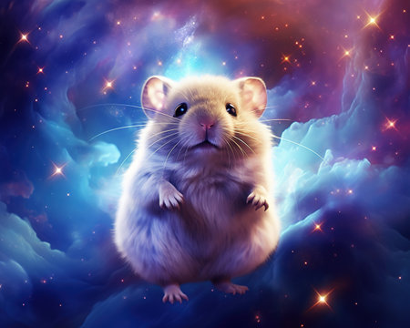Hamster Cosmic novelist weaving tales of interstellar adventuresの素材