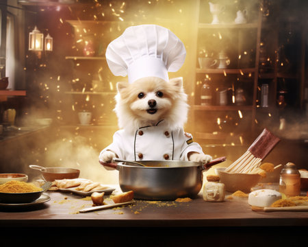 Dog Chef creating delectable fusion cuisineの素材