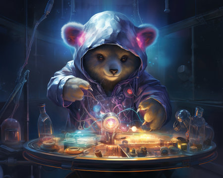 Bear Quantum neurosurgeon exploring the mind's quantum realmの素材