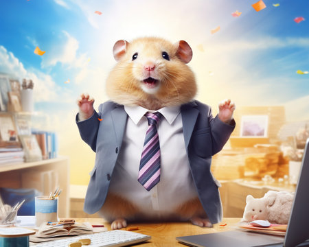 Hamster Human resources manager supporting workplaceの素材