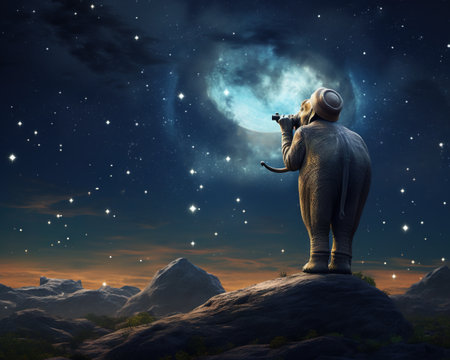 Elephant Astrobiologist searching for signs of lifeの素材