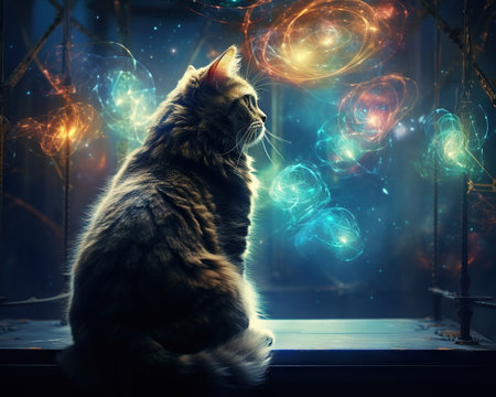 Cat Quantum biologist exploring the mysteriesの素材