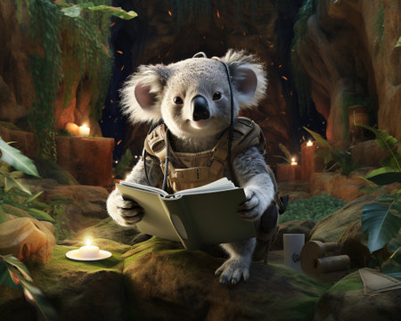 Koala Virtual reality archaeologist exploring digital historyの素材